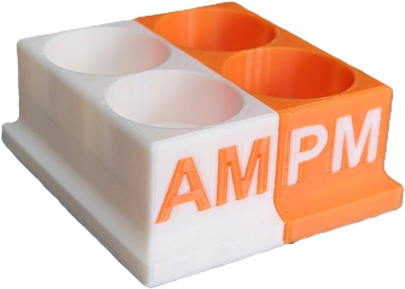 Znet3D Eye Drops Bottle Organizer & Tracker – AM/PM 4-Slot (White/Orange) - Image 3